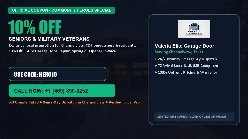 Valeria Elite Garage Door 10% OFF Seniors & Military Veterans